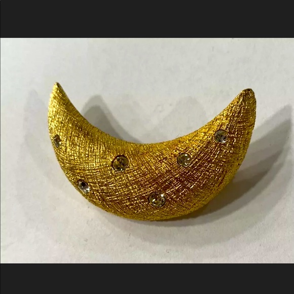 Vintage CHRISTIAN DIOR Moon Texture Crystal Brooch - Picture 3 of 8